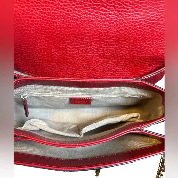 GUCCI Dollar Calfskin Interlocking G Shoulder Bag Red - Picture 5 of 14